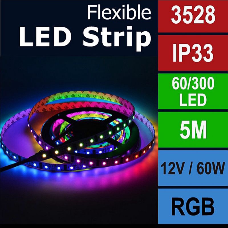 LED STRIP FLEKSIBEL 3528 IP33 RGB