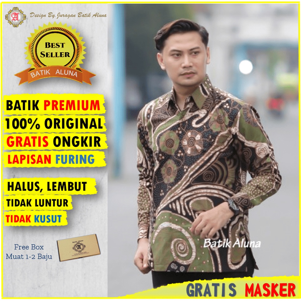 hem batik pria lengan panjang/batik pria lengan panjang kemeja batik alisan lengan panjang premium A