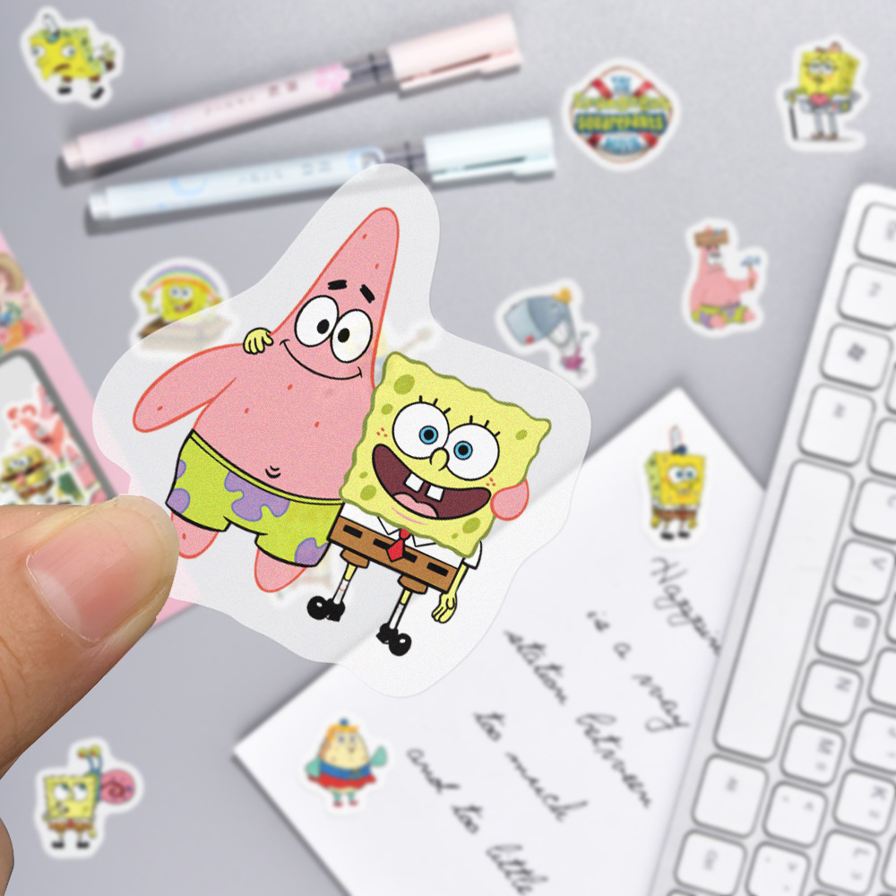 Anime cartoon SpongeBob hand account stickers and paper hand account stickers 40 unique DIY decorative diary