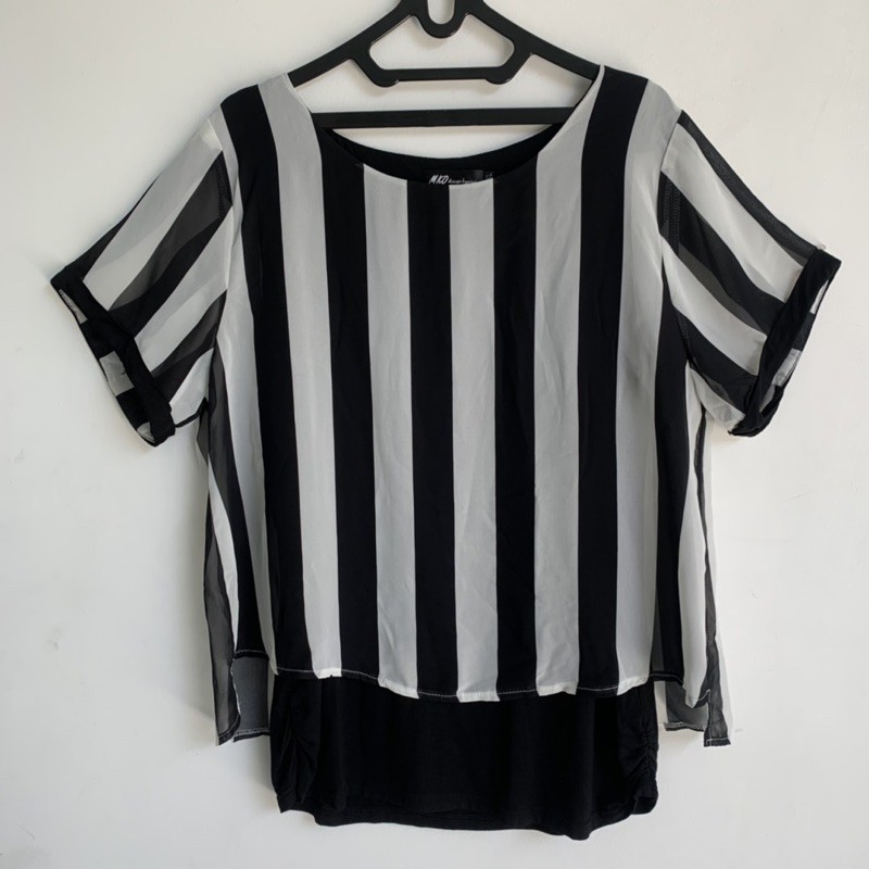 Preloved Blus Wanita Stripe Sifon Big Size