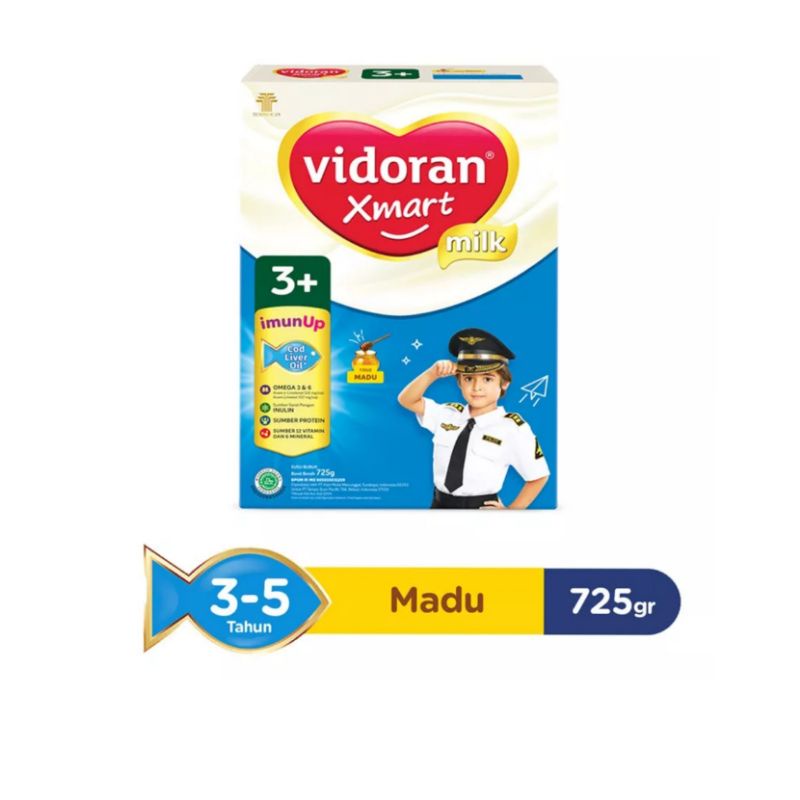 VIDORAN Xmart Milk 1+ 3+ &amp; 5+ Rasa Madu/Vanila/Cokelat 700gr