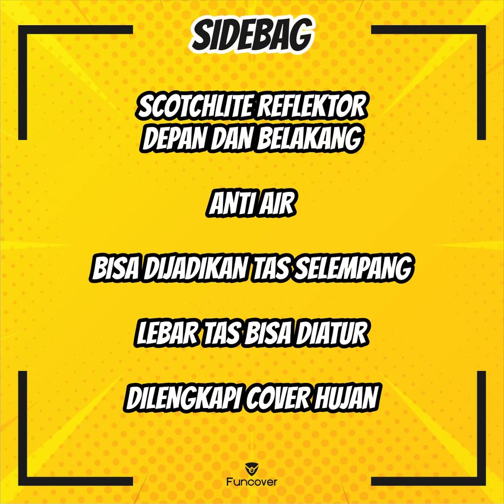 Tas Motor Touring Sidebag Oval Waterproof FUNCOVER Jok Samping dan Selempang Multifungsi Murah