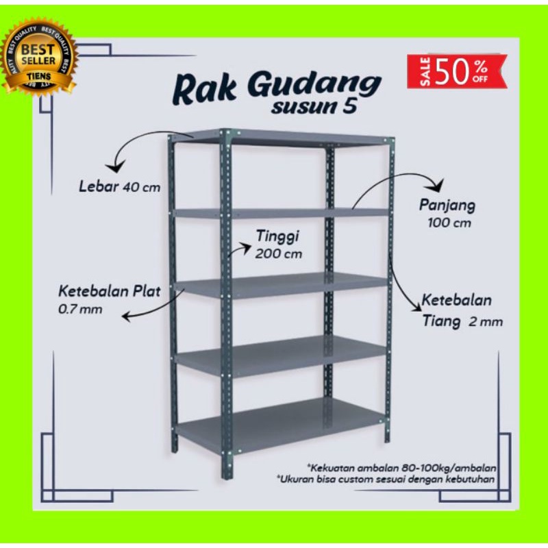 rak besi susun 5 / rak besi tingkat / rak serbaguna besi susun 5
