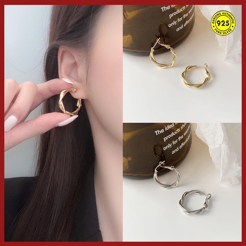 Anting Gantung Sterling Silver 925 Lapis Emas 18k Untuk Wanita