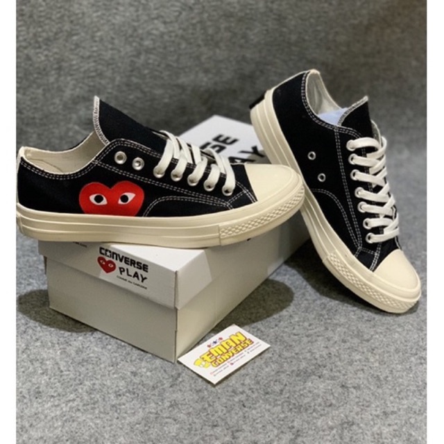 SEPATU CONVERSEE 70s CATH CDG PLAY OX BLACK WHITE BNIB