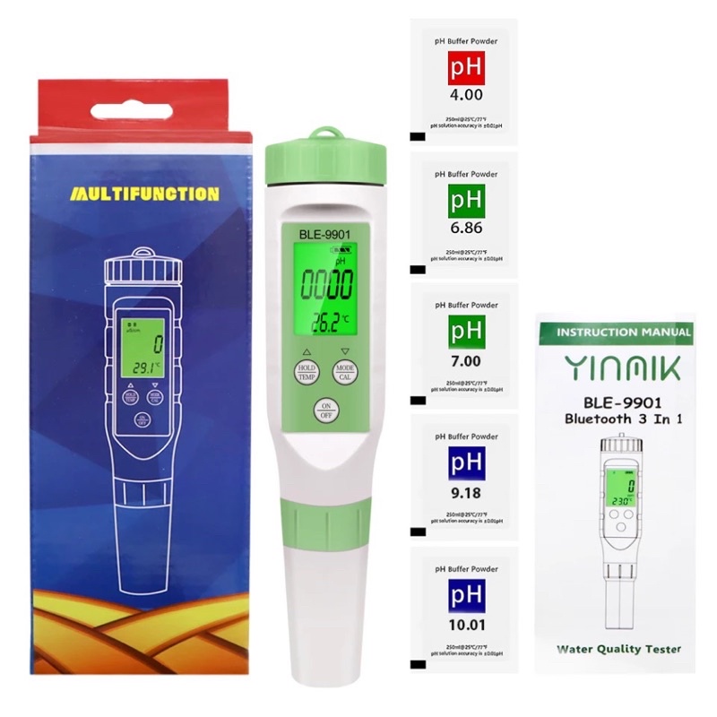 Bluetooth 3 in 1 PH TDS Suhu Meter Tester Digital Air BLE-9901