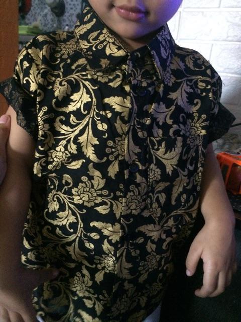 Kemeja Batik Anak Bakung Mutiara Gold/hem Anak Lengan Pendek Laki-laki Usia 1-10 Tahun