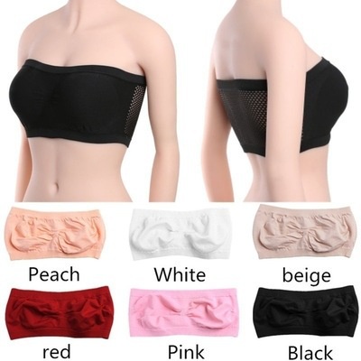 GO! BR618 BH Bra Kemben Pakaian Dalam Wanita Kemben Bandeau Crop Tanpa Busa Seksi Motif Jala Belakang