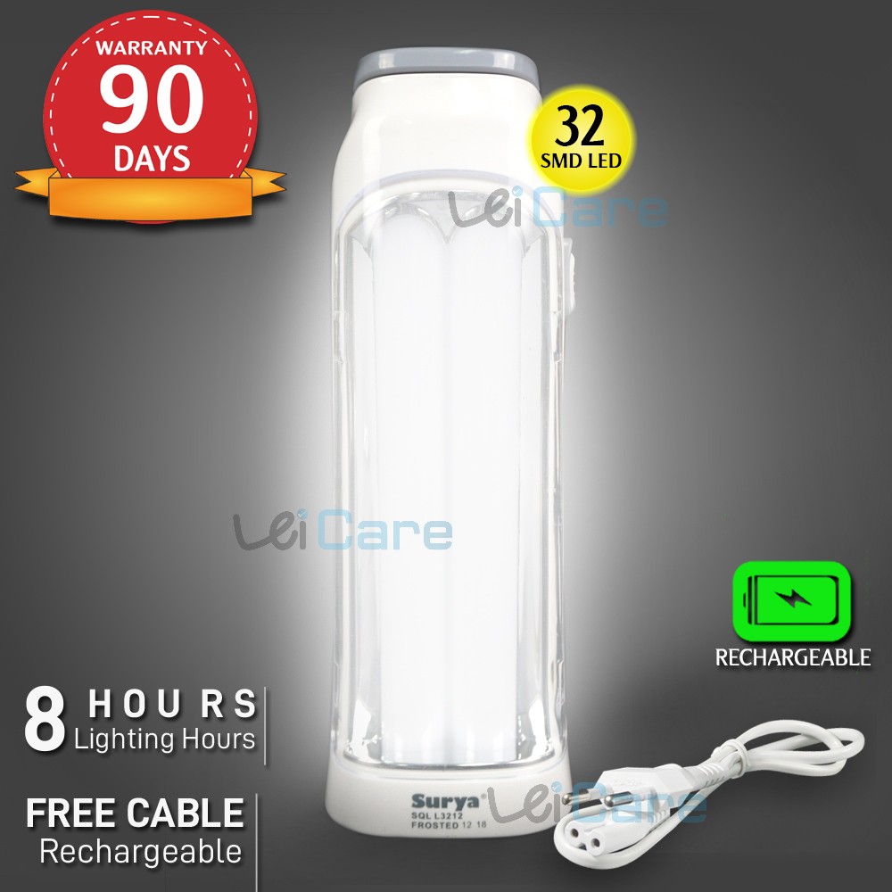 Surya Lampu Emergency SQL L3212 FROSTED Light LED 32SMD Rechargeable Tahan 8 jam