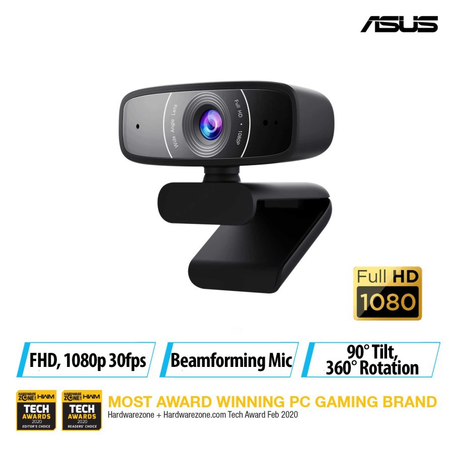 ASUS Webcam C3 / C-3 USB Camera with FHD 1080P 30 FPS Recording &amp; Mic