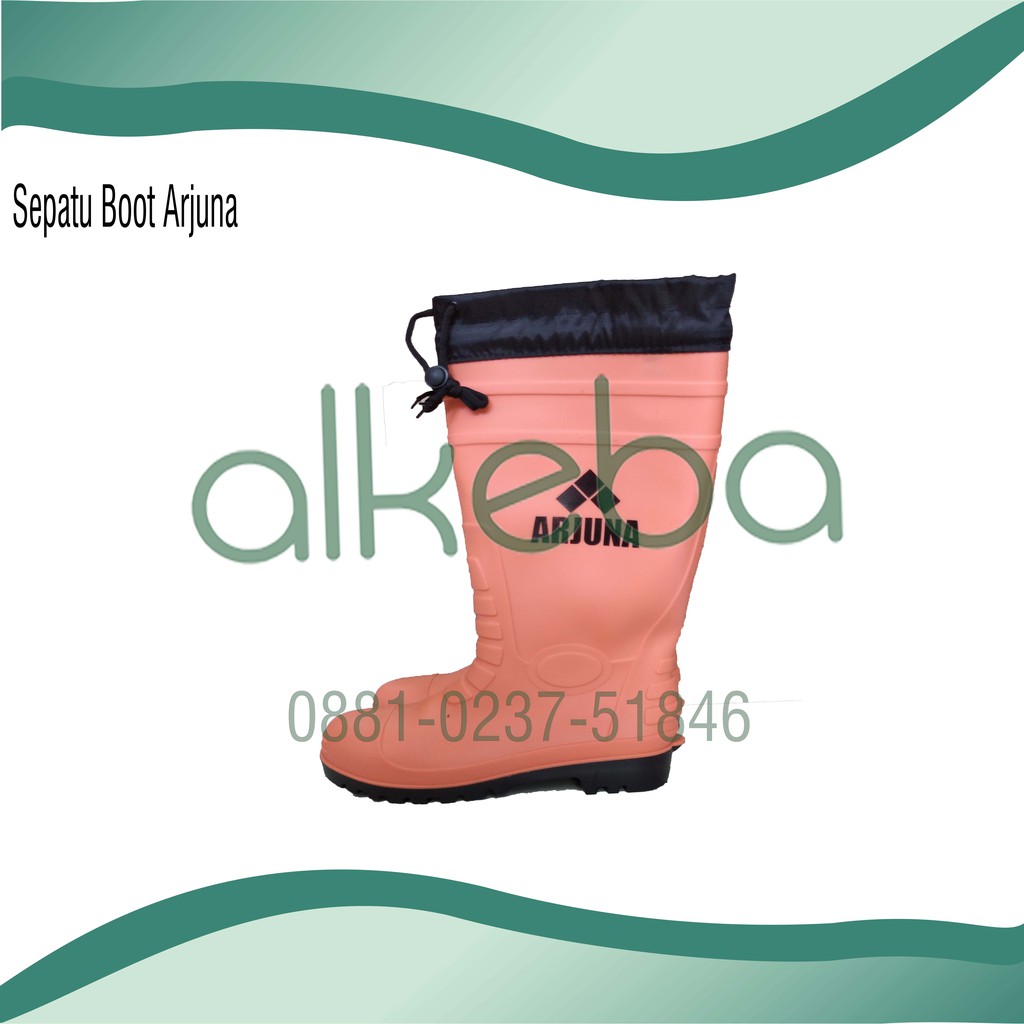 Sepatu boot safety toe cap orange petugas sampah boots ujung besi