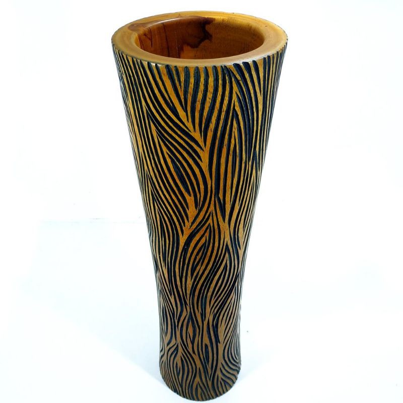 VAS BUNGA KAYU JATI UKIRAN