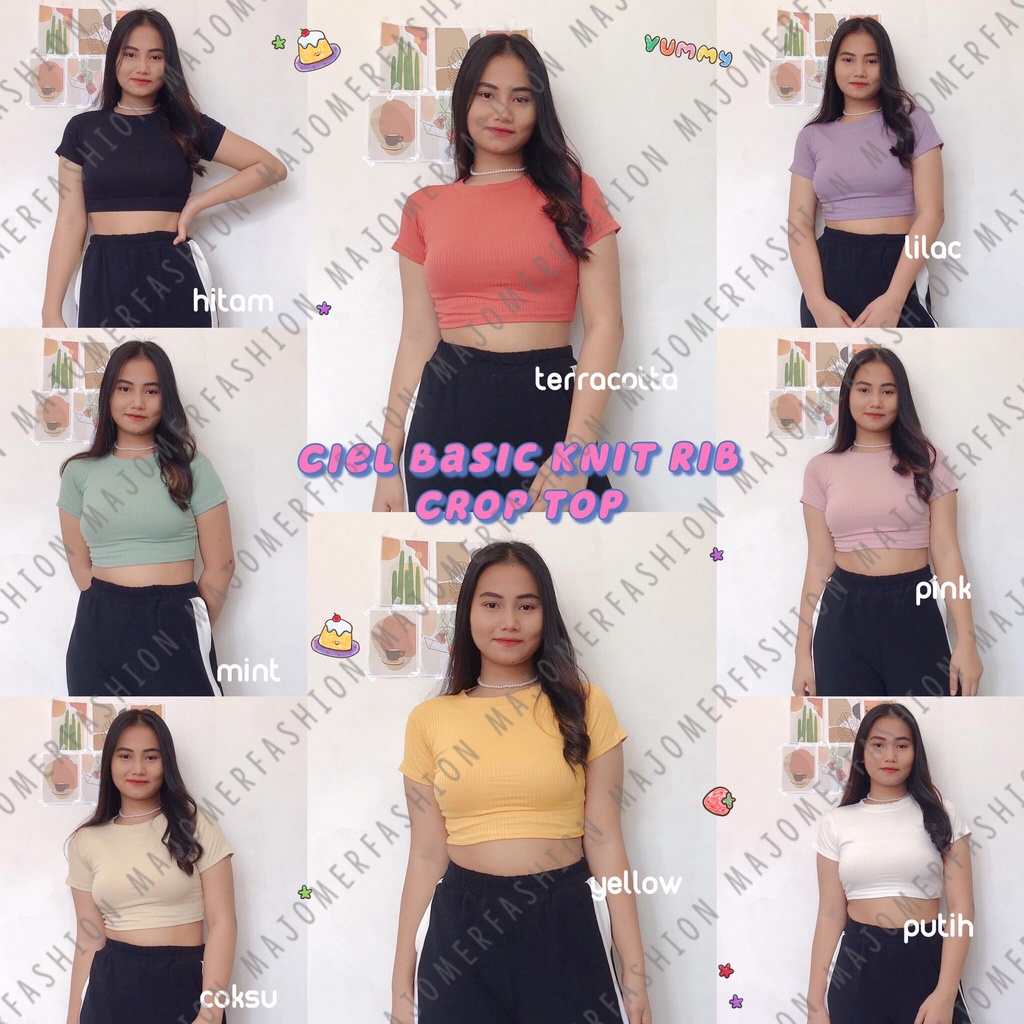 MAJOMER ® | CIEL BASIC KNIT RIB CROP TOP KOREA - KAOS CROP TSHIRT WANITA