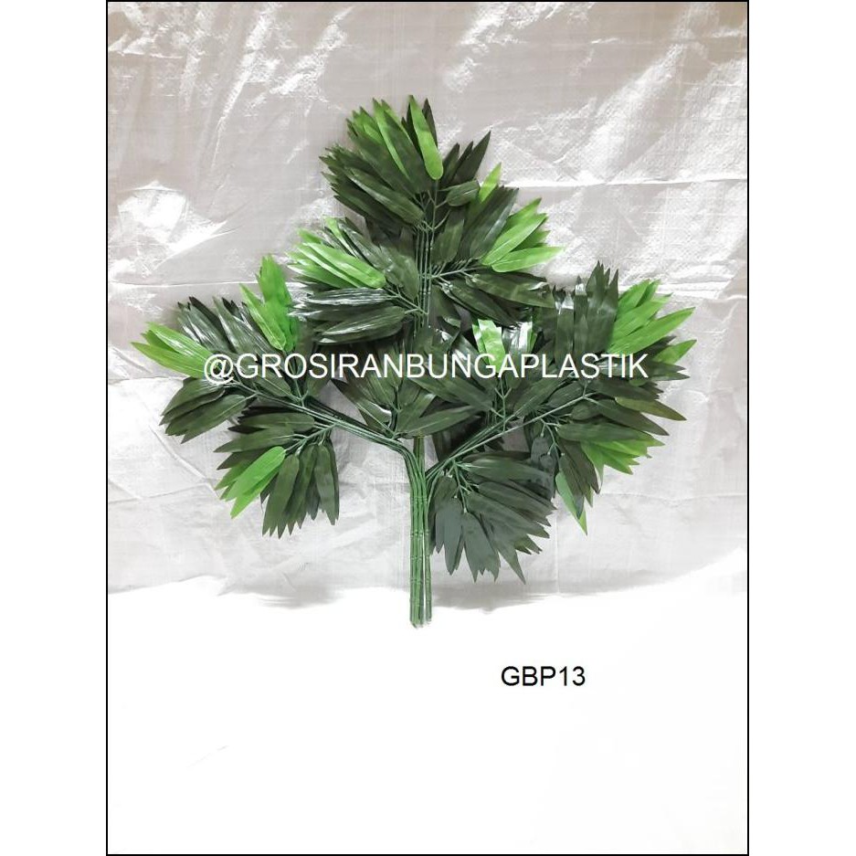 Daun Artificial/Daun Hias/Daun Plastik/Daun Dekorasi/Daun Bambu Hijau