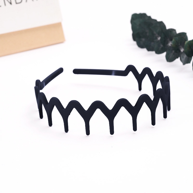 Korean Simple Style Morandi Color Wave Shape Design Non Slip Jagged All Match Wash Face Hairband