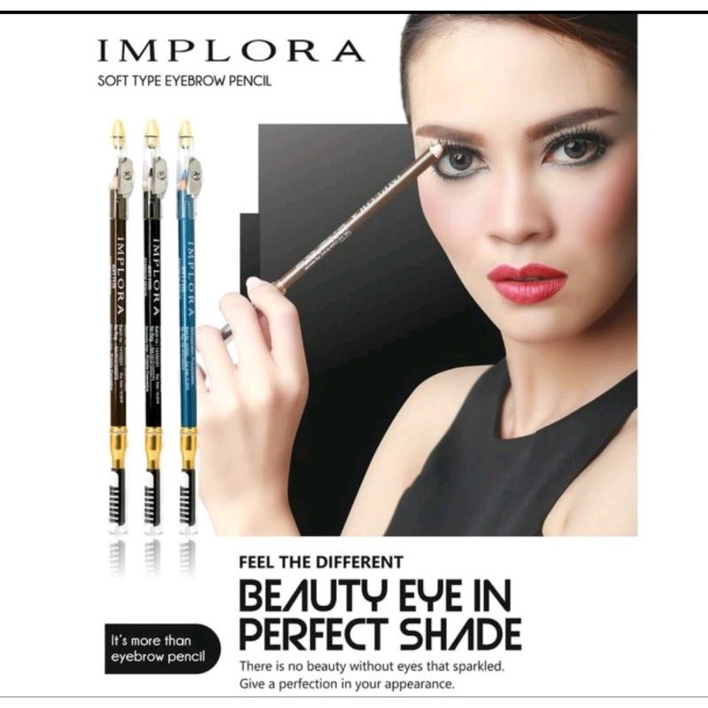 ORIGINAL Pensil Alis Implora Eyebrow Pencil  2 in 1 Soft Type Eye Brow