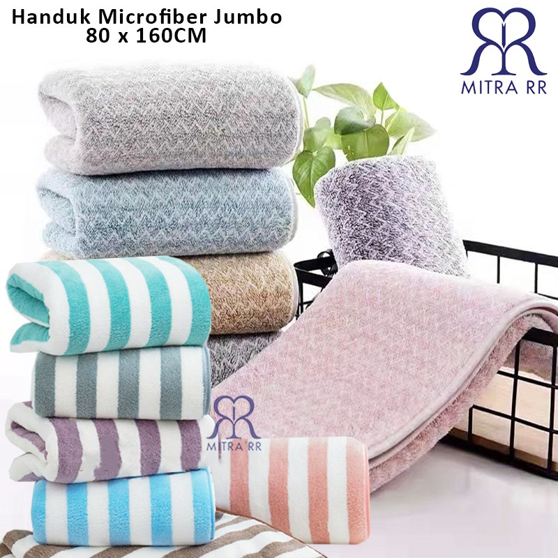 Handuk Mandi Microfiber Jumbo 80 x 160cm Handuk Dewasa Halus Jumbo Motif