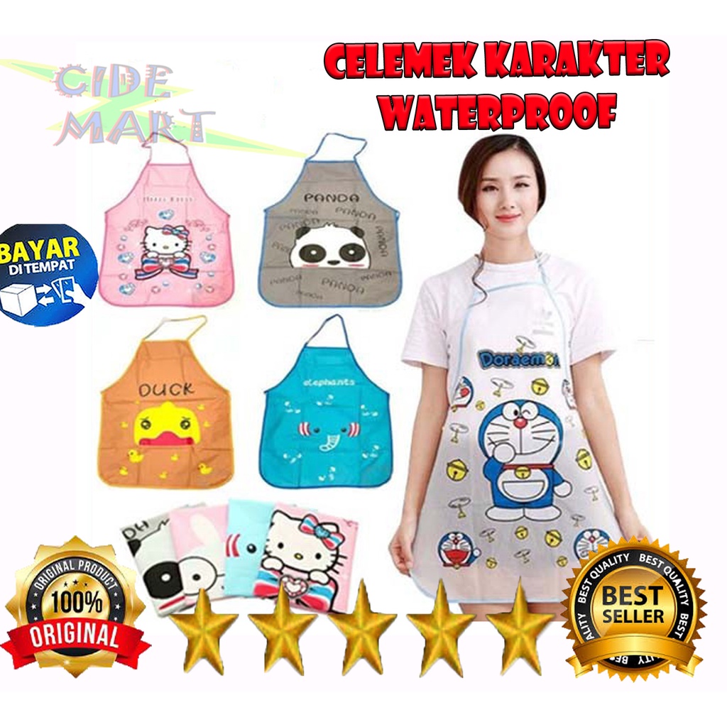 Celemek Apron Karakter Waterproof Anti Air Masak Dapur Anti Minyak Air Motif Hewan Lucu Cuci Piring