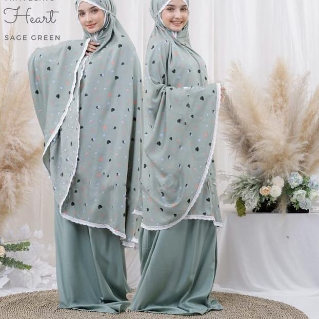 ✪ TERBARU MUKENA DEWASA RENDA RAYON MOTIF HEART ❄