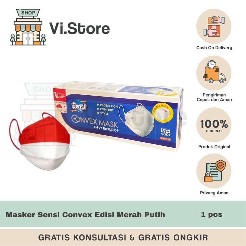 Masker Sensi Convex Edisi Merah Putih 1pcs