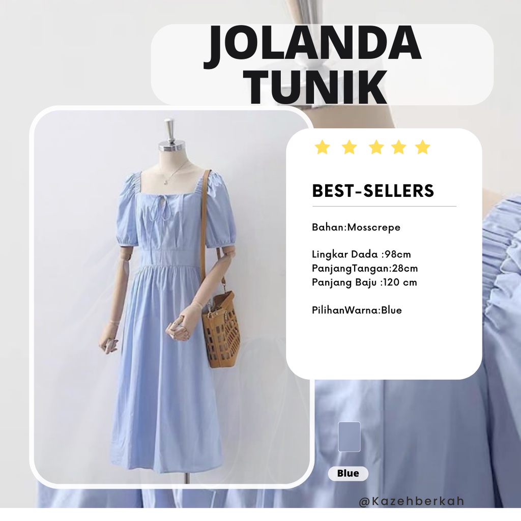 Baju Tunik Wanita Daily Pesta Lengan Pendek Warna Biru Muda