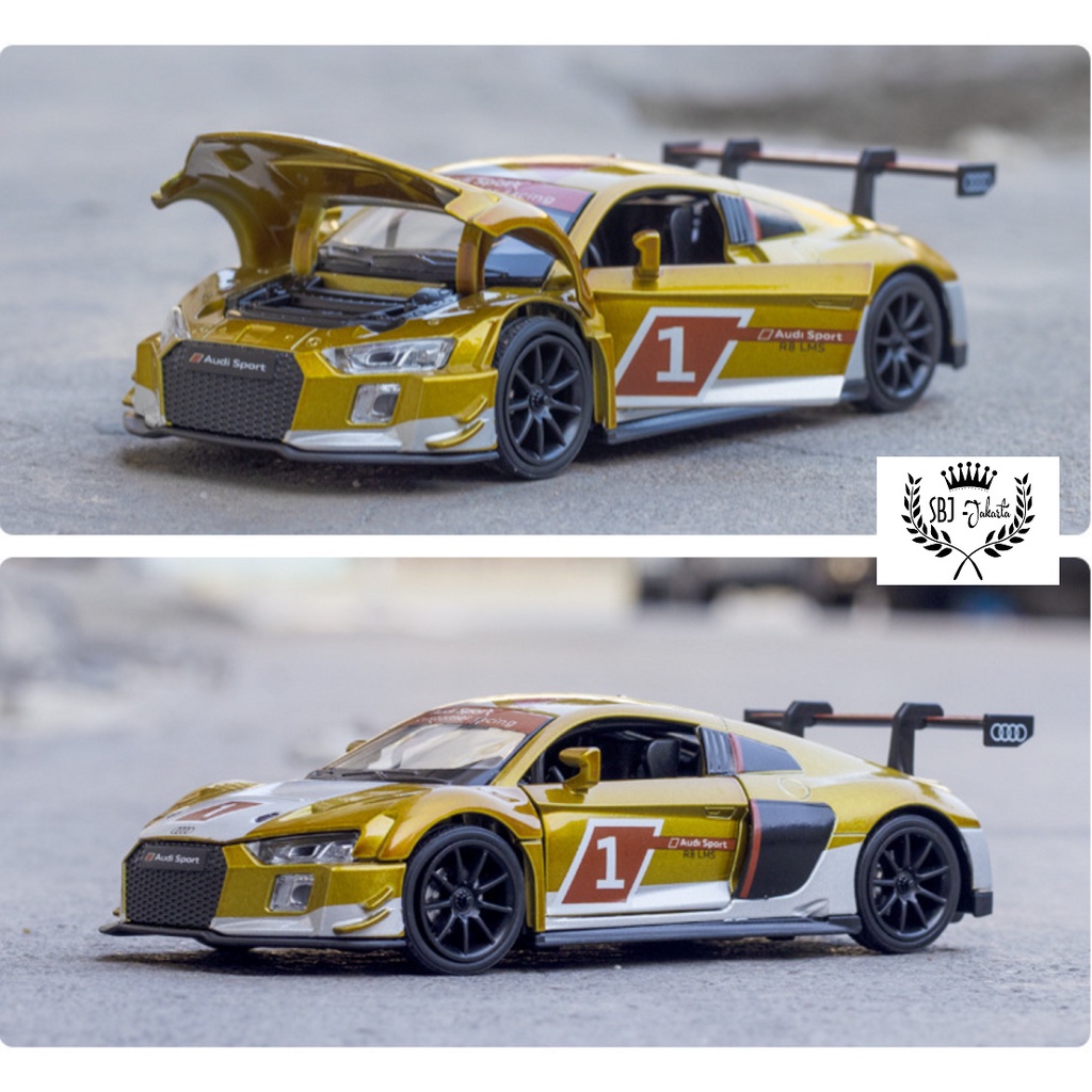DIECAST Miniatur MOBIL AUDI R8 LMS Racing Skala 1:32 METAL SERIES