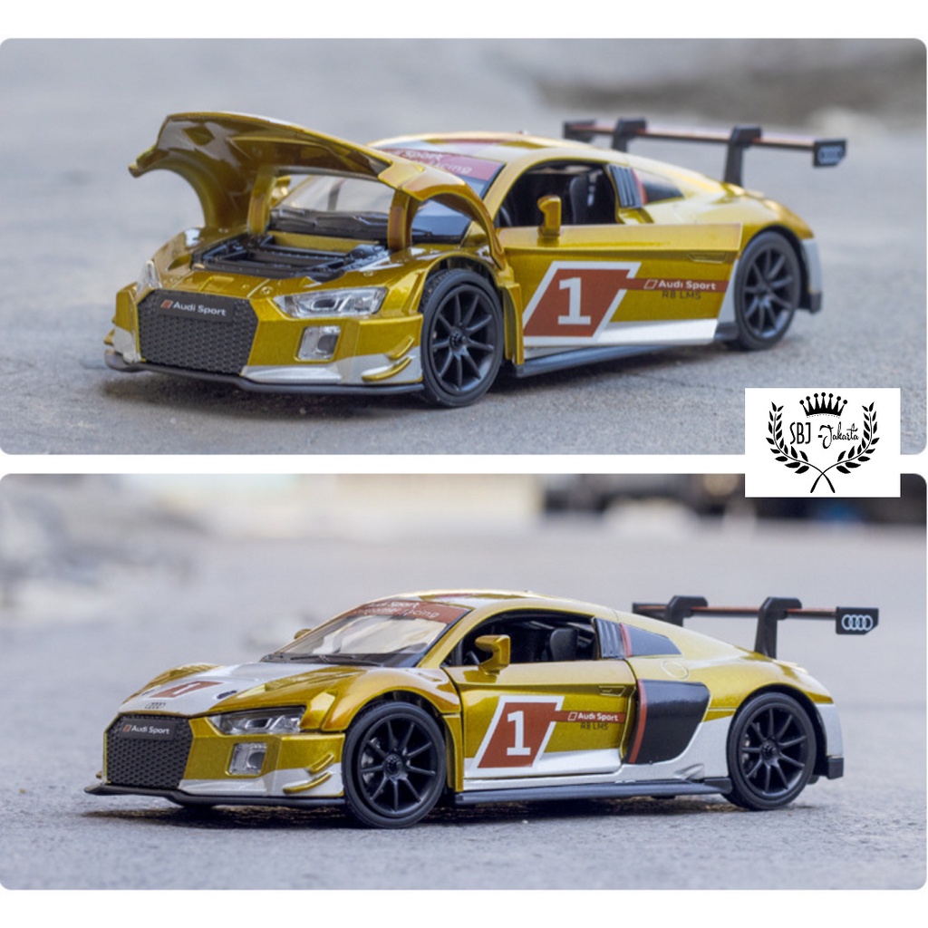 DIECAST Miniatur MOBIL AUDI R8 LMS Racing Skala 1:32 METAL SERIES