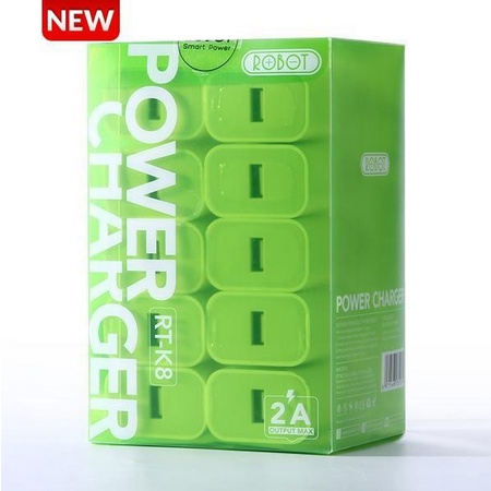 ROBOT Adaptor Charger RT-K8 Batok Charger 10W 2A Small &amp; Portable Garansi Original (1box Isi 10 Pcs)PER BOX