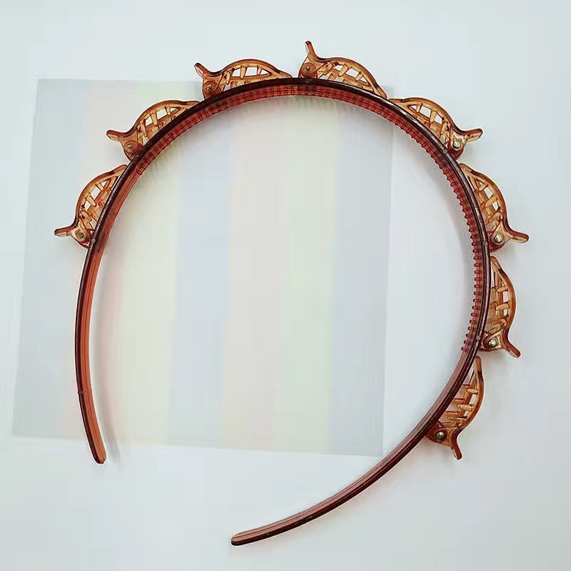 Women Hair Band Clip with Bangs Fixed Artifact Multi-layer Hollow Braided Hair Headband