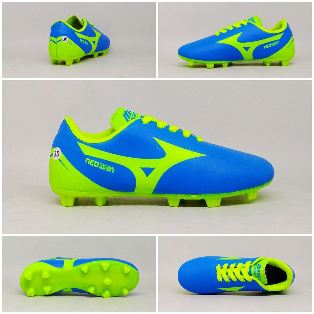 Sepatu Sepak Bola Anak Mizuno Neo Shin Biru Hijau Baby