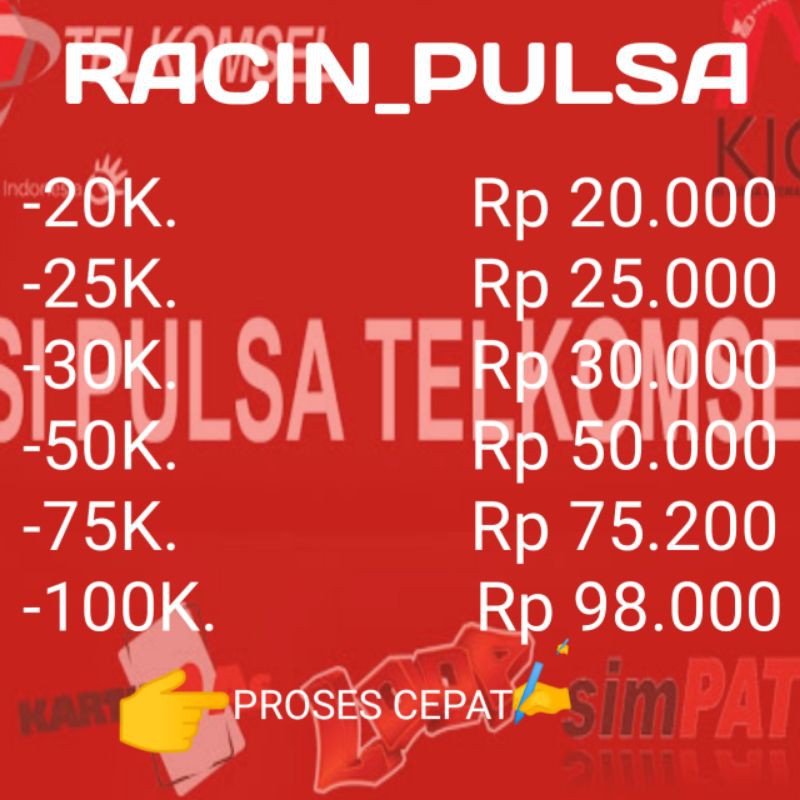 Pulsa telkomsel 20k -10k || Paling murah di agen
