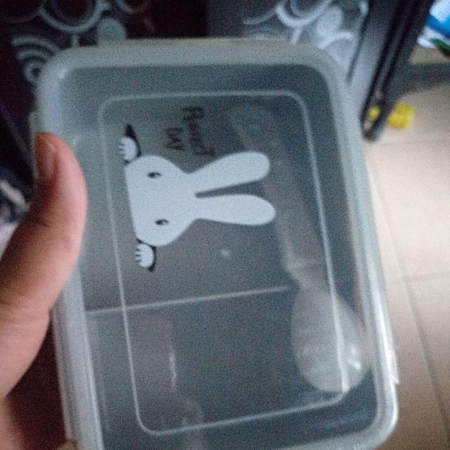 Kj !! Tempat Makan Lunch Box Ompreng Motif Rabbit Bpa Free 2850