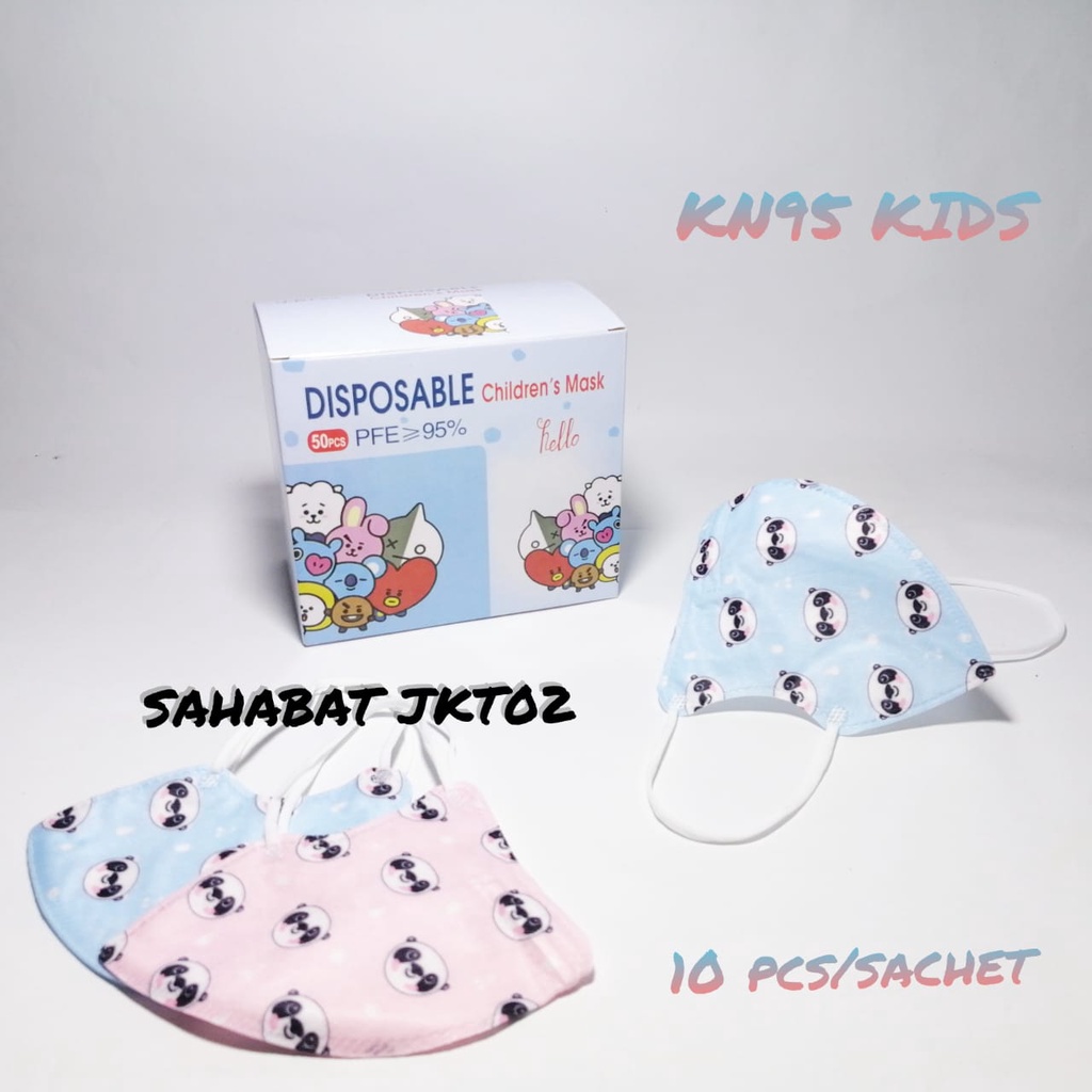 Masker Anak KN95 Duckbill Garis 3Ply Y&B Care Karakter Earloop Facemask KN 95 Kids 4Ply Motif