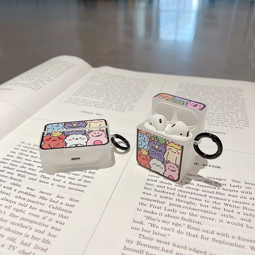 Case Pelindung Earphone Bluetooth Bahan Silikon Motif Doodle Monster Untuk Airpods 1 2 3 Pro 3