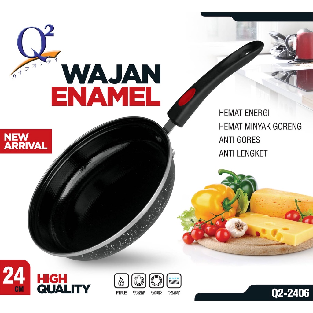 Wajan Enamel Serbaguna Q2-2406 / Wajan Enamel Q2 / Panci Goreng Q2