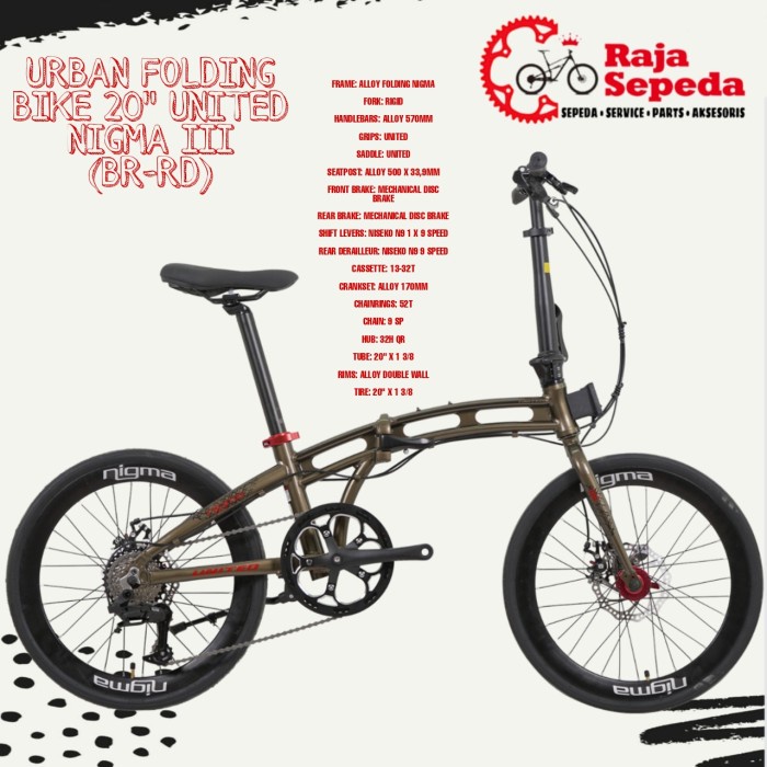 SEPEDA LIPAT URBAN FOLDING BIKE 20 INCHI UNITED NIGMA III (BR-RD)