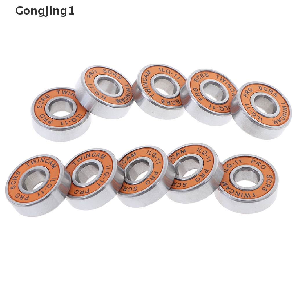 Gongjing1 10pcs Bearing Bahan Stainless Steel Untuk Roda Skateboard / Skuter / Roller Skate