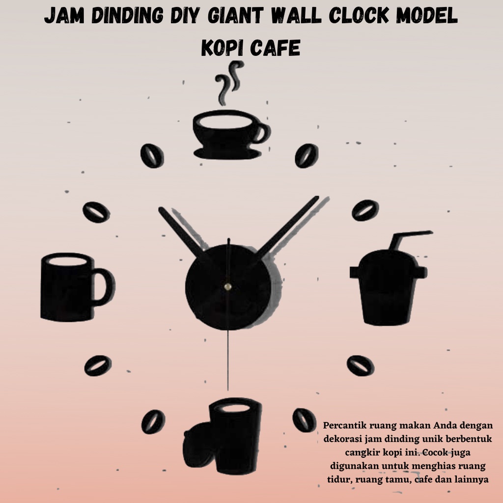 TERLARIS!!! Jam Dinding DIY Giant Wall Clock Model Kopi Cafe