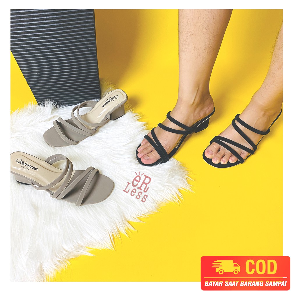 Sepatu Wanita Hak Tinggi 5cm Peep Toes Motif Sandal Tali Murah Kualitas Import Bogor HHL001