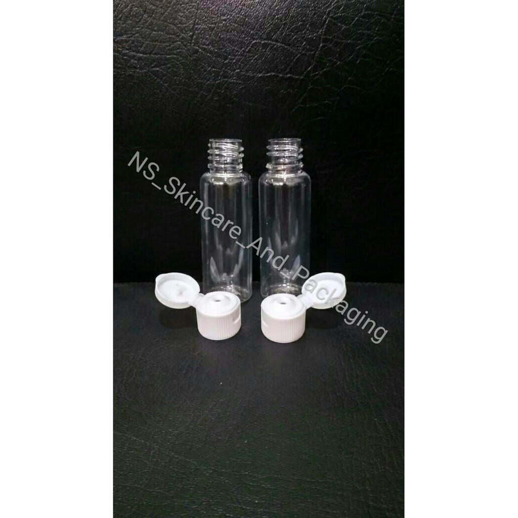 Botol Fliptop 30ml / Botol PET 30 ml Natural Fliptop ( Tutup Putih )