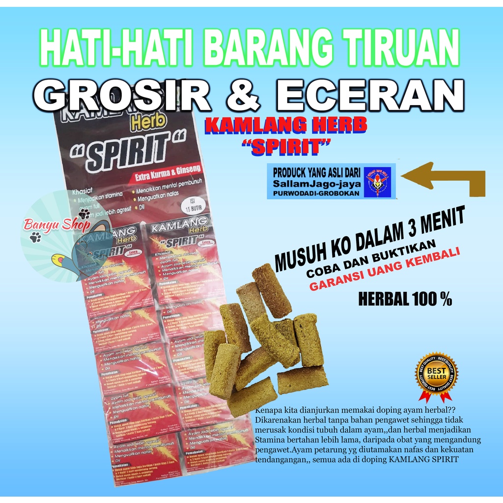 1 RENTENG ISI 10 SACET-Jamu Ayam KAMLANG HERB SPIRIT Extra Kurma ,Ginseng ,Jahe Merah HERBAL-DOPING AYAM-JAMU AYAM ADUAN