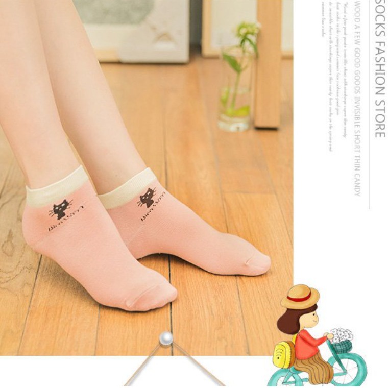 Kaos Kaki Wanita Miau Miau Women Low Sock Cotton Socks SCH27