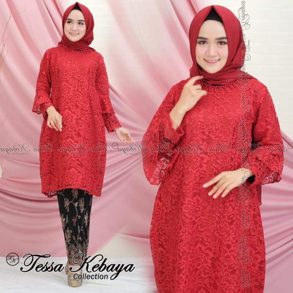 Kebaya Pengantin Akad Nikah Pre Wedding Tile Brokat Muslim Modern