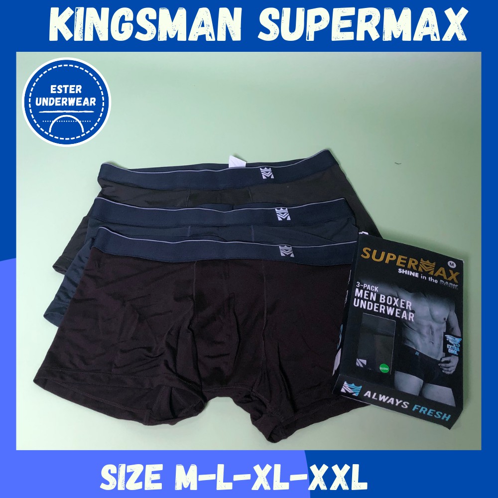 Celana Boxer Kingsman Supermax Extracool  ISI -3 Pcs