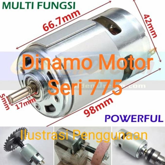 Gearbox Dinamo Motor Type 775 Dc 12V High Speed Torsi Bor Gerinda Termurah