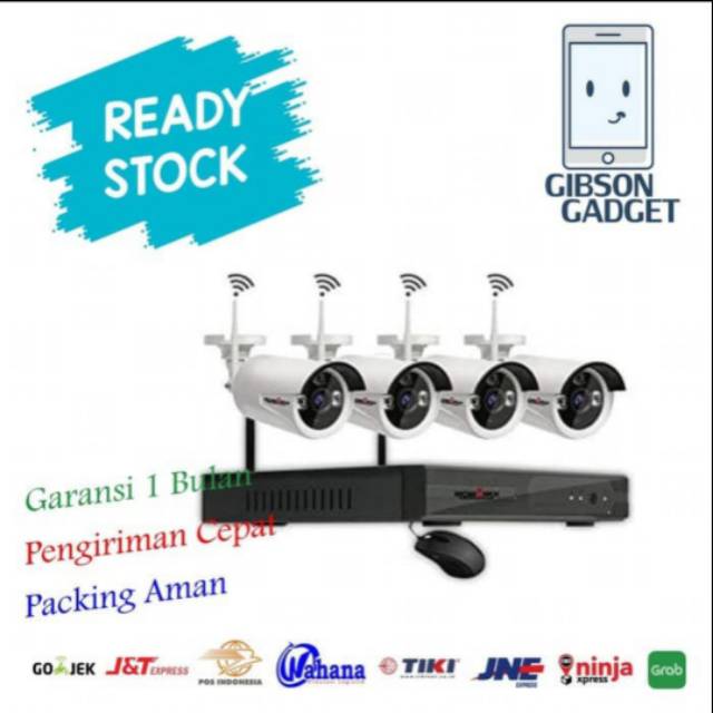 PAKET CCTV FULL HD 4 Channel 3MP Wireless NVR &amp; IP CCTV Kit DVR Wifi BELUM TERMASUK HARDDISK