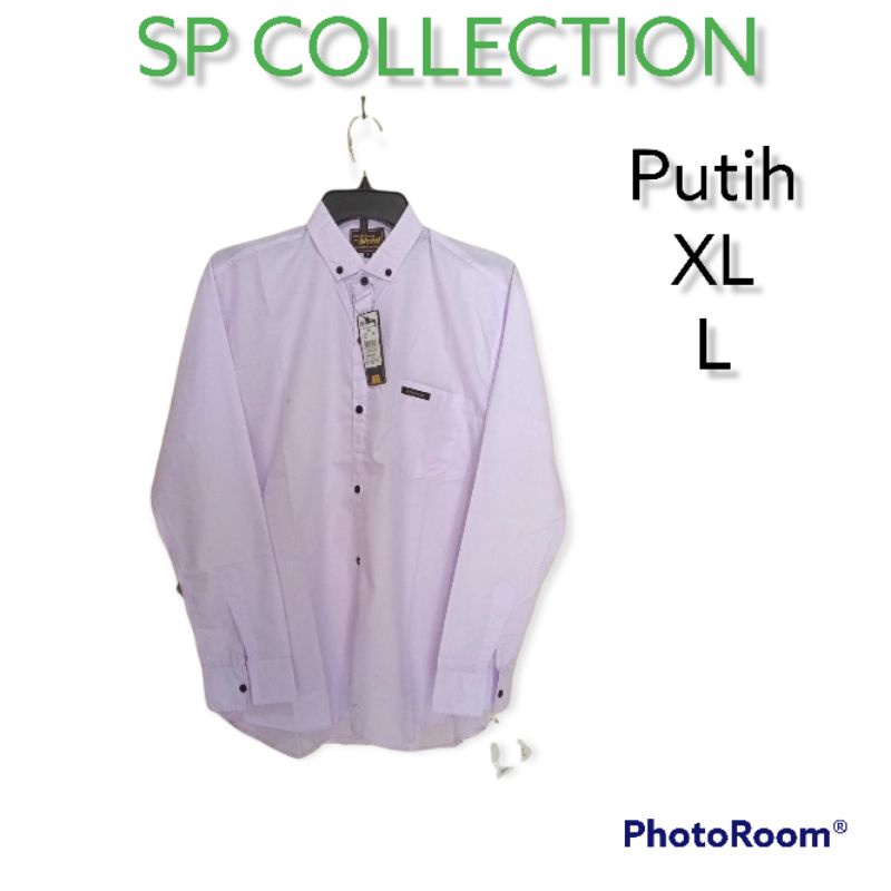 Kemeja cowok polos lengan panjang hem pria kantor putih - baju cowok