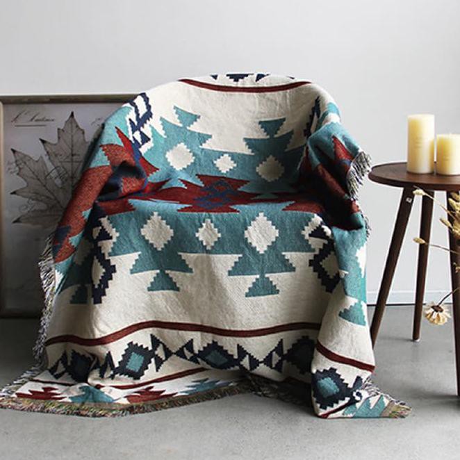 Ready - Import Geometric Tribal Ethnic Aztec Navajo Blanket Throw Rugs