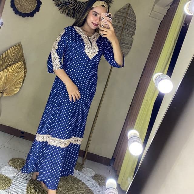 Daster Renda Arab Longdress Kalia Polka Rintik