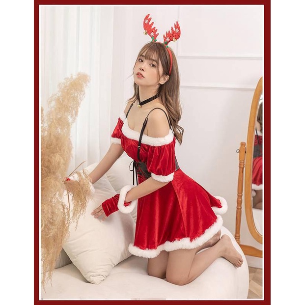 【Wetrose】Ready Stock Baru Christmas Dress Baju Natal Cosplay Gaun Lucu Gadis Muda Wanita Seksi Jepang Seragam Gaun Pakaian Dalam Wanita Xmas Kinerja Kostum Suit